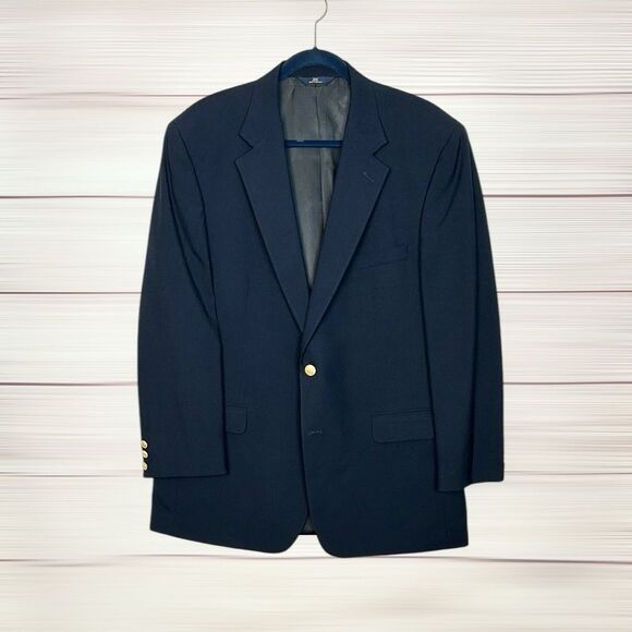 Brooks Brothers 346 Two-Buttons Wool Blazer Navy Blue with Gold Buttons 44R - Picture 3 of 14
